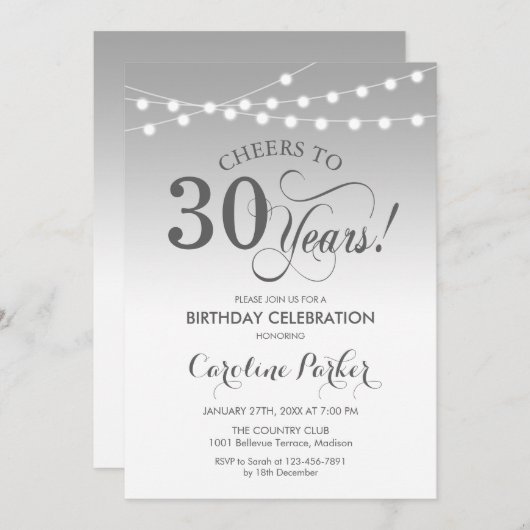 Invitation 30e anniversaire - Silver White (Devant / Derrière)
