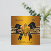 Invitation 30e Anniversaire Soirée Gold Coeur Bijou Leopard (Debout devant)
