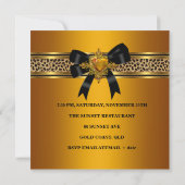 Invitation 30e Anniversaire Soirée Gold Coeur Bijou Leopard (Dos)