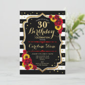 Invitation 30e anniversaire - Sunflowers Rose Black Gold (Debout devant)