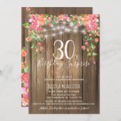 Invitation 30e anniversaire Surprise Brunch Rustique Floral B (Devant / Derrière)