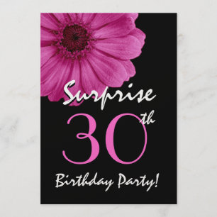 Invitation 30e anniversaire surprise Fuschia Pink Daisy Metal