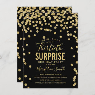Invitation 30e anniversaire surprise Gold Black