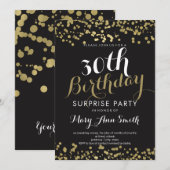 Invitation 30e anniversaire surprise Gold Foil Confetti (Devant / Derrière)