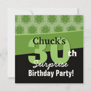 Invitation 30e anniversaire surprise Green Black Stars G303