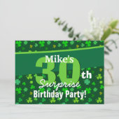 Invitation 30e anniversaire surprise Lucky Green Shamrocks A0 (Debout devant)