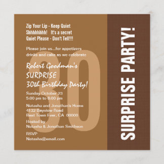Invitation 30e anniversaire surprise Moderne pour lui Recyclé