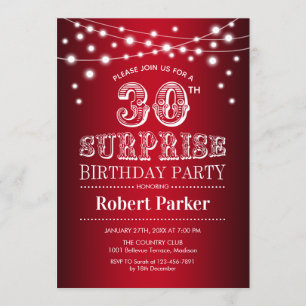 Invitation 30e anniversaire surprise - Noir Rouge Blanc