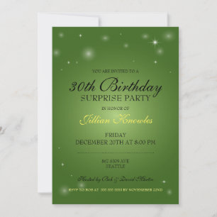 Invitation 30e anniversaire Surprise Party Emerald Green