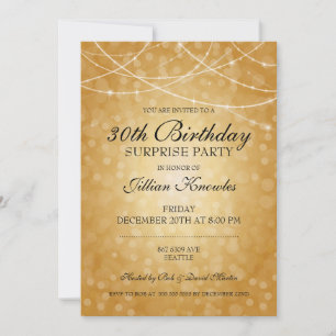 Invitation 30e anniversaire Surprise Party en laiton lumières