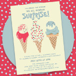 Invitation 30e anniversaire Surprise Party Ice Cream Cone<br><div class="desc">Nouveau pour l'été 2024. Notre "Crème glacée,  vous criez Nous hurlons tous Surprise" Invitation de 30e anniversaire! Suivie de trois cônes de crème glacée couleur aquarelle rétro avec des glaces patriotiques rouges,  blanches et bleues et des arrosées.</div>