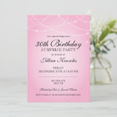 Invitation 30e anniversaire Surprise Party Pink String lumièr (Debout devant)