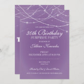 Invitation 30e anniversaire Surprise Party Purple String Lumi (Devant / Derrière)