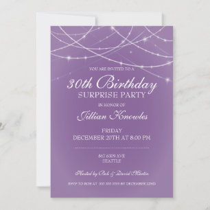 Invitation 30e anniversaire Surprise Party Purple String Lumi