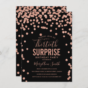 Invitation 30e Anniversaire Surprise Rose Gold Noir