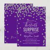 Invitation 30e anniversaire surprise Silver Purple (Devant / Derrière)