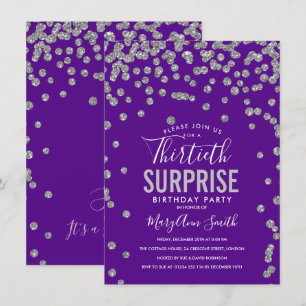 Invitation 30e anniversaire surprise Silver Purple