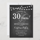 Invitation 30e anniversaire - tableau noir blanc (Devant)