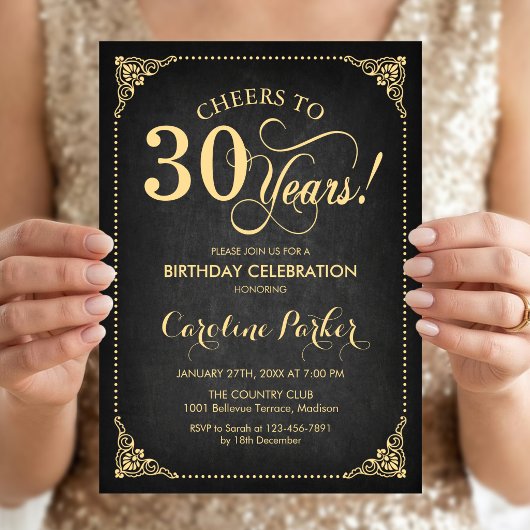 Invitation 30e Anniversaire - Tableau Noir Or