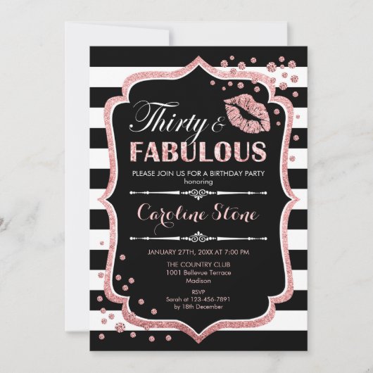 Invitation 30e anniversaire - Trente fabuleux Black Rose Gold (Devant)
