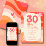 Invitation 30e anniversaire Trente Flirty & Thriving Retro Ro<br><div class="desc">Faites une déclaration audacieuse avec votre 30e anniversaire avec trente, flirt, et des invitations de fête d'anniversaire rétro prospères! Ces invitations sont conçues pour capturer l'essence du charme boho et de la nostalgie rétro, ce qui en fait le choix parfait pour votre fête d'anniversaire. Avec leur mélange unique de couleurs...</div>