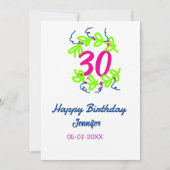 Invitation 30e anniversaire vert bleu couronne nom date rusti (Dos)