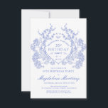 Invitation 30e anniversaire Vintage français Bleu Floral Cres<br><div class="desc">Une élégante crête vintage de fleurs bleues françaises occupe le devant de la scène pour cette invitation intemporelle à l'anniversaire. Orné,  formel et très féminin fera que toute femme d'anniversaire se sentira très spéciale. Des fournitures de partie de coordination sont disponibles.</div>