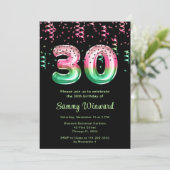 Invitation 30e anniversaire Watermelon Balloons avec Confetti (Debout devant)