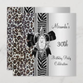 Invitation 30e anniversaire Wild Poster de animal Diamond Bow (Devant / Derrière)