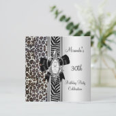 Invitation 30e anniversaire Wild Poster de animal Diamond Bow (Debout devant)