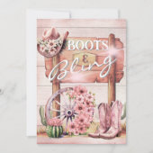 Invitation 30e Bottes de fille Bling Western Pink Brown (Devant)