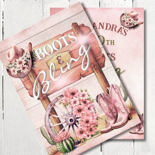 Invitation 30e Bottes de fille Bling Western Pink Brown