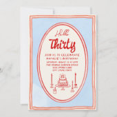 Invitation 30e Câteau Dessiné À La Main Jour d'anniversaire c (Devant)