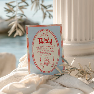 Invitation 30e Câteau Dessiné À La Main Jour d'anniversaire c