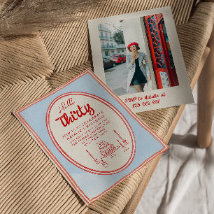 Invitation 30e Câteau tiré à la main Quirky Photo Anniversair