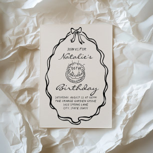 Invitation 30e coquette à main tirée à la main illustrée Anni
