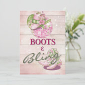 Invitation 30e Cowgirl Disco  Bottes Bling Rose Vert   (Debout devant)
