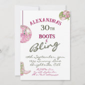 Invitation 30e Cowgirl Disco  Bottes Bling Rose Vert   (Dos)