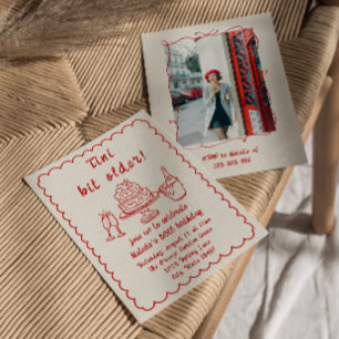 Invitation 30e Doddle Champagne Cake Photo Anniversaire