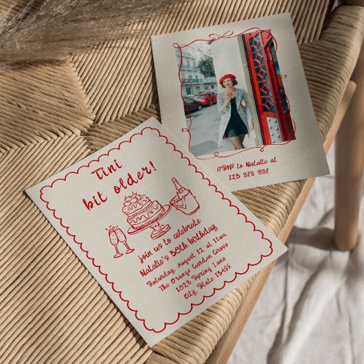 Invitation 30e Doddle Champagne Cake Photo Anniversaire