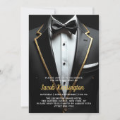 Invitation 30e événement d'anniversaire Black and Gold Tuxedo (Devant)