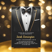 Invitation 30e événement d'anniversaire Black and Gold Tuxedo