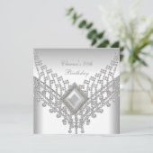 Invitation 30e fête d'anniversaire Bijou de diamant perle bla (Debout devant)