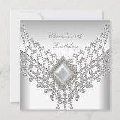Invitation 30e fête d'anniversaire Bijou de diamant perle bla (Devant)