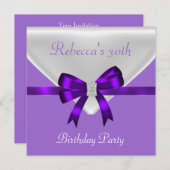 Invitation 30e fête d'anniversaire Bijoux Bow blanc pourpre 2 (Devant / Derrière)