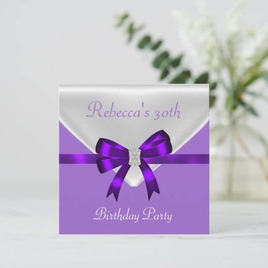 Invitation 30e fête d'anniversaire Bijoux Bow blanc pourpre 2 (Debout devant)