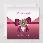 Invitation 30e fête d'anniversaire Bijoux Bow Blanc rose (Devant)