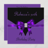 Invitation 30e fête d'anniversaire Bijoux Bow Noir pourpre (Devant / Derrière)