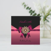 Invitation 30e fête d'anniversaire Bijoux Bow noir rose (Debout devant)