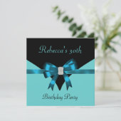 Invitation 30e fête d'anniversaire Bijoux Bow Noir Turquoise  (Debout devant)